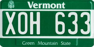 VT license plate XOH633