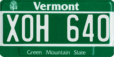 VT license plate XOH640