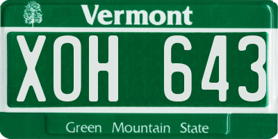 VT license plate XOH643