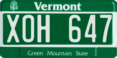 VT license plate XOH647