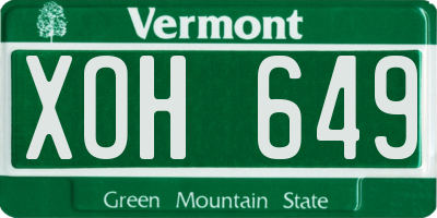 VT license plate XOH649