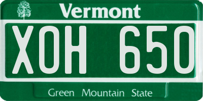 VT license plate XOH650