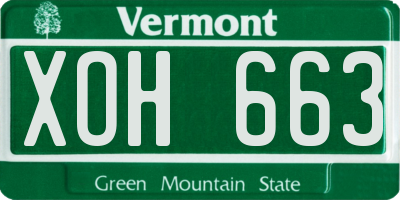 VT license plate XOH663