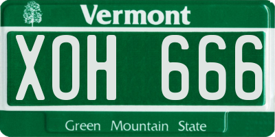 VT license plate XOH666