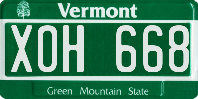 VT license plate XOH668