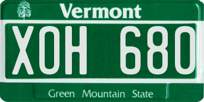 VT license plate XOH680