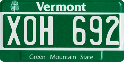 VT license plate XOH692