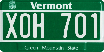 VT license plate XOH701