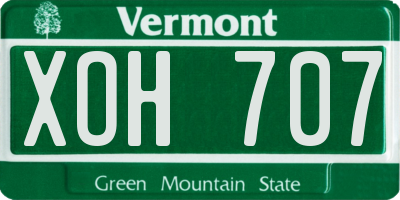 VT license plate XOH707