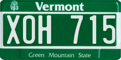 VT license plate XOH715