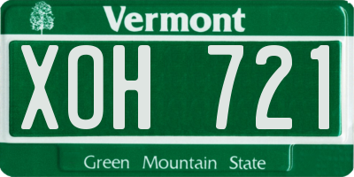 VT license plate XOH721