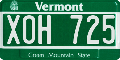 VT license plate XOH725
