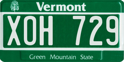 VT license plate XOH729