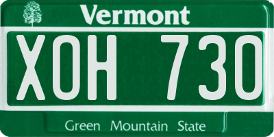 VT license plate XOH730
