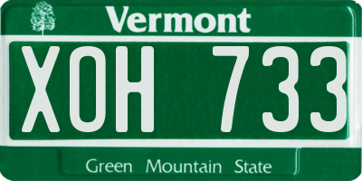 VT license plate XOH733