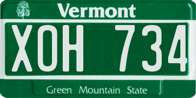 VT license plate XOH734