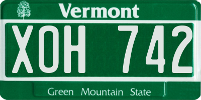 VT license plate XOH742