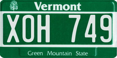 VT license plate XOH749