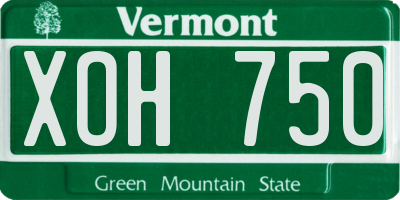 VT license plate XOH750