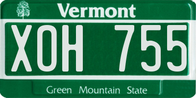 VT license plate XOH755