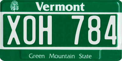 VT license plate XOH784