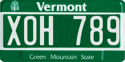 VT license plate XOH789