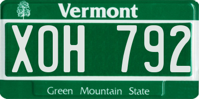 VT license plate XOH792