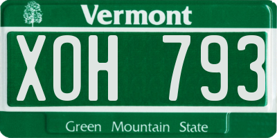 VT license plate XOH793