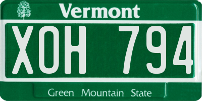 VT license plate XOH794