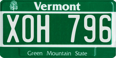 VT license plate XOH796