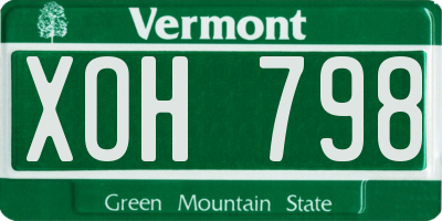 VT license plate XOH798