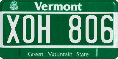 VT license plate XOH806