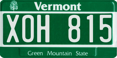VT license plate XOH815