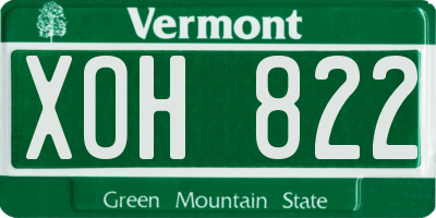 VT license plate XOH822