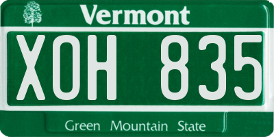 VT license plate XOH835