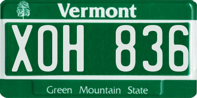 VT license plate XOH836