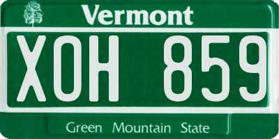 VT license plate XOH859