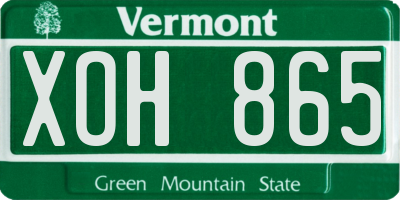 VT license plate XOH865
