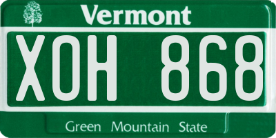 VT license plate XOH868