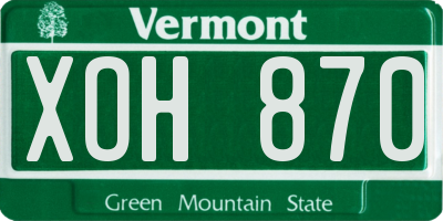 VT license plate XOH870