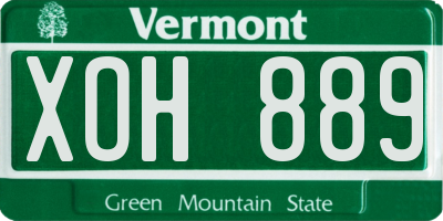 VT license plate XOH889