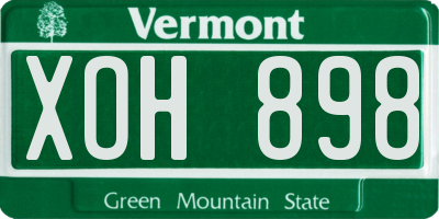 VT license plate XOH898