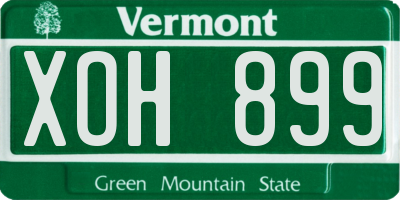 VT license plate XOH899