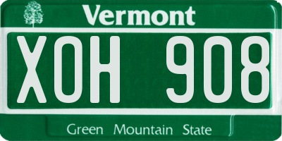 VT license plate XOH908