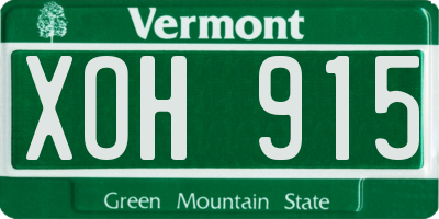VT license plate XOH915