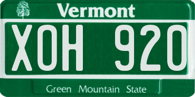 VT license plate XOH920