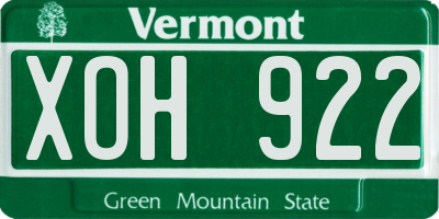 VT license plate XOH922
