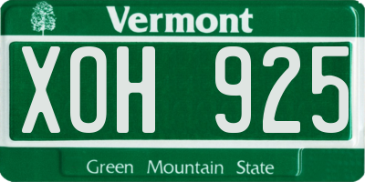 VT license plate XOH925