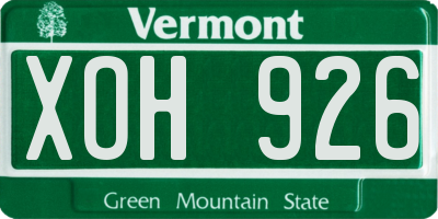 VT license plate XOH926