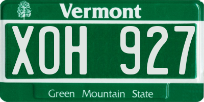 VT license plate XOH927